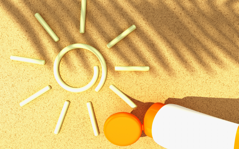 Sunscreen image, a sun and SPF cream